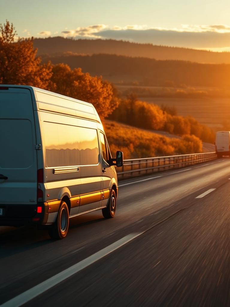 Samochód dostawczy Najtrans na autostradzie - przeprowadzka międzymiastowa